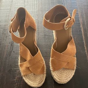 Camel espadrille wedge size 6.5 Marc Fisher